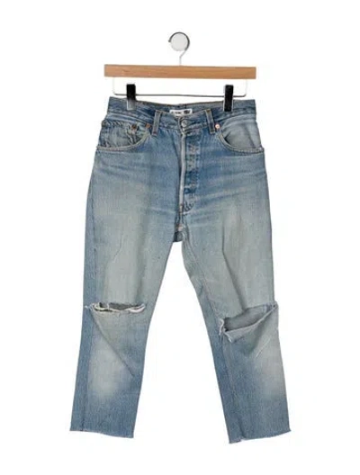 Pre-owned Re/done Mid-rise Straight Leg Jeans In Blue