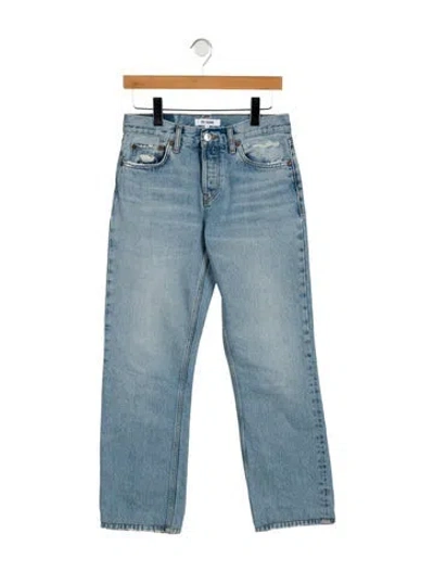 Pre-owned Re/done Mid-rise Straight Leg Jeans In Blue