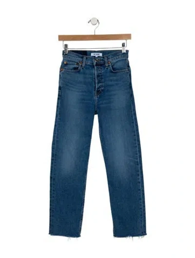Pre-owned Re/done Mid-rise Straight Leg Jeans In Blue
