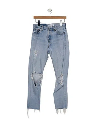 Pre-owned Re/done Mid-rise Straight Leg Jeans In Blue