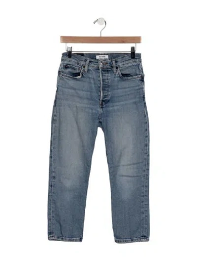 Pre-owned Re/done Mid-rise Straight Leg Jeans In Blue