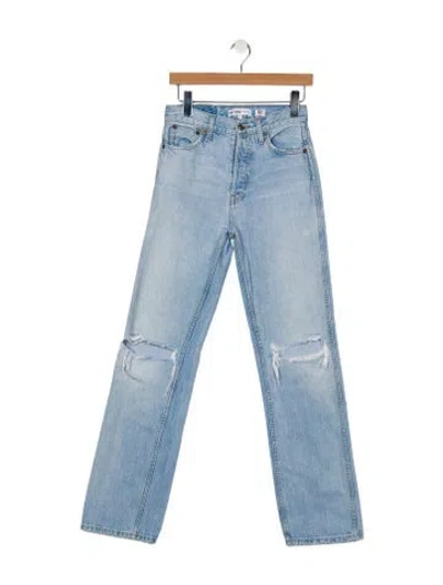 Pre-owned Re/done Mid-rise Straight Leg Jeans In Blue
