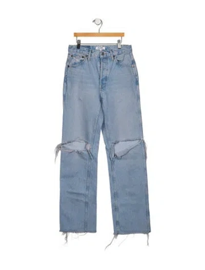 Pre-owned Re/done Mid-rise Straight Leg Jeans In Blue