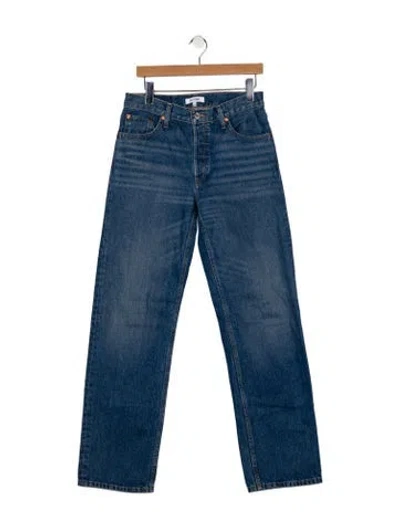 Pre-owned Re/done Mid-rise Straight Leg Jeans In Blue