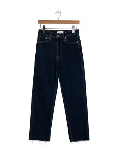 Pre-owned Re/done Mid-rise Straight Leg Jeans In Blue