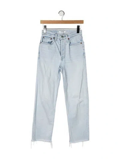 Pre-owned Re/done Mid-rise Straight Leg Jeans In Blue