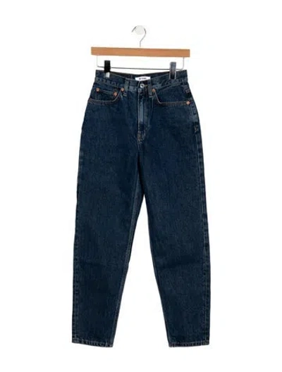 Pre-owned Re/done Mid-rise Straight Leg Jeans In Blue