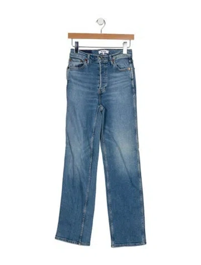 Pre-owned Re/done Mid-rise Straight Leg Jeans In Blue