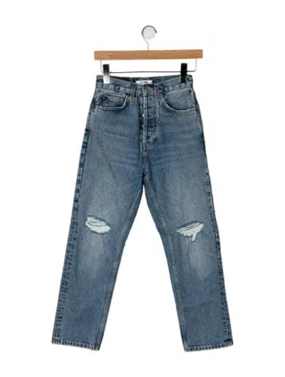 Pre-owned Re/done Mid-rise Straight Leg Jeans In Blue