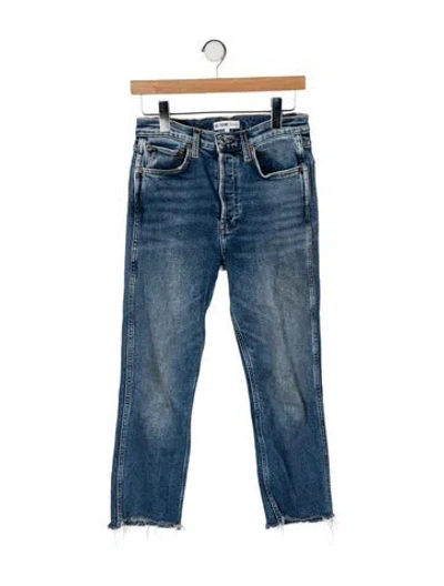 Pre-owned Re/done Mid-rise Straight Leg Jeans In Blue