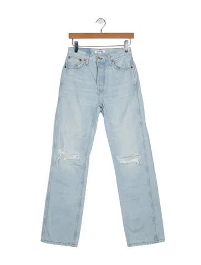 Pre-owned Re/done Mid-rise Straight Leg Jeans In Blue