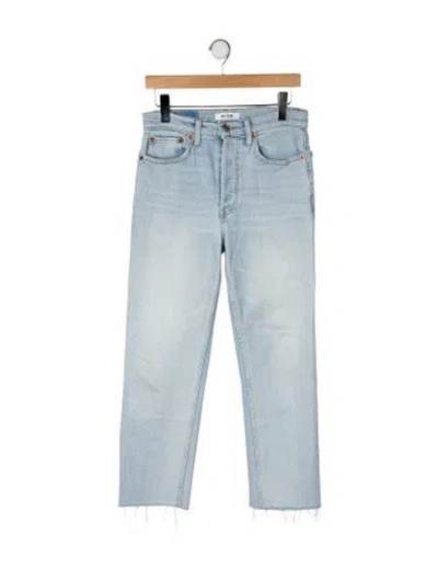 Pre-owned Re/done Mid-rise Straight Leg Jeans In Blue