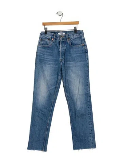 Pre-owned Re/done Mid-rise Straight Leg Jeans In Blue