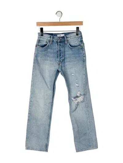 Pre-owned Re/done Mid-rise Straight Leg Jeans In Blue