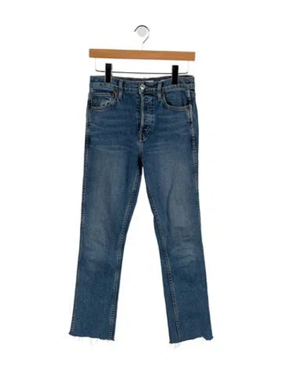 Pre-owned Re/done Mid-rise Straight Leg Jeans In Blue