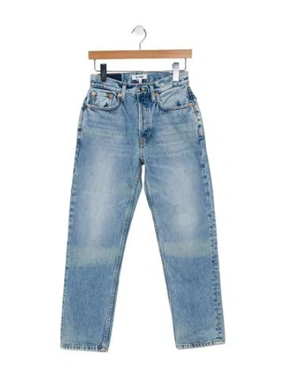 Pre-owned Re/done Mid-rise Straight Leg Jeans In Blue