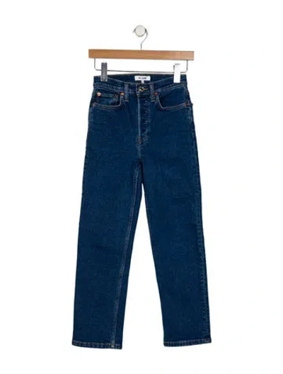 Pre-owned Re/done Mid-rise Straight Leg Jeans In Blue
