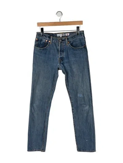 Pre-owned Re/done Mid-rise Straight Leg Jeans In Blue