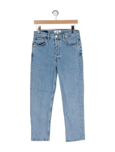 Pre-owned Re/done Mid-rise Straight Leg Jeans In Blue