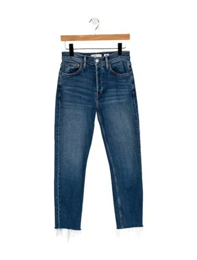 Pre-owned Re/done Mid-rise Straight Leg Jeans In Blue