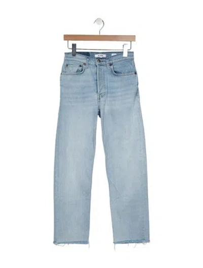 Pre-owned Re/done Mid-rise Straight Leg Jeans In Blue