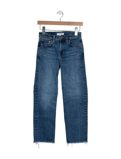 Pre-owned Re/done Mid-rise Straight Leg Jeans In Blue