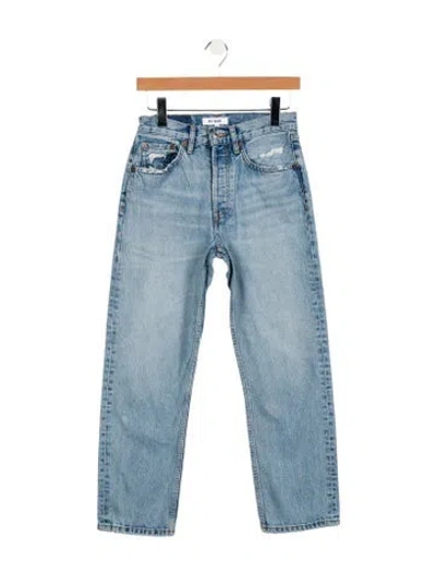 Pre-owned Re/done Mid-rise Straight Leg Jeans In Blue