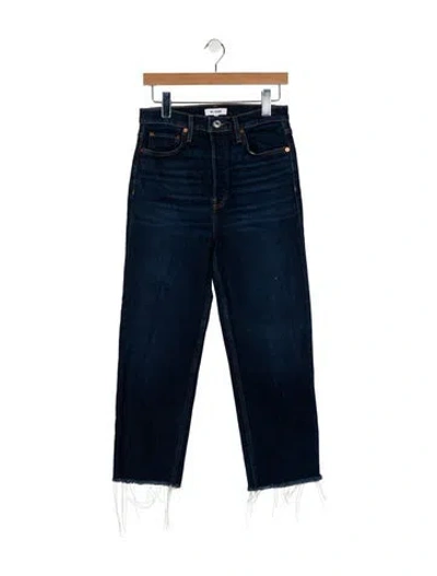 Pre-owned Re/done Mid-rise Straight Leg Jeans In Blue