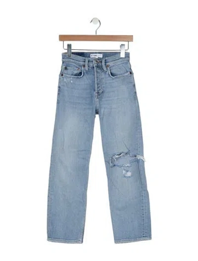 Pre-owned Re/done Mid-rise Straight Leg Jeans In Blue
