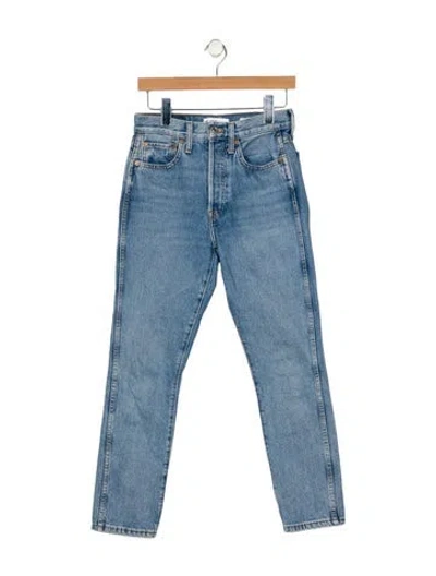 Pre-owned Re/done Mid-rise Straight Leg Jeans In Blue