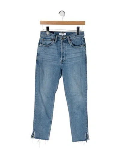 Pre-owned Re/done Mid-rise Straight Leg Jeans In Blue