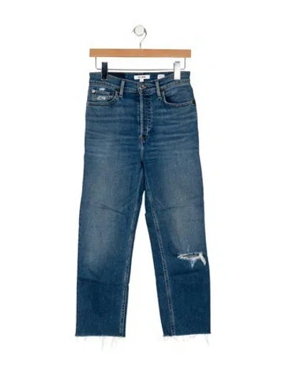 Pre-owned Re/done Mid-rise Straight Leg Jeans In Blue