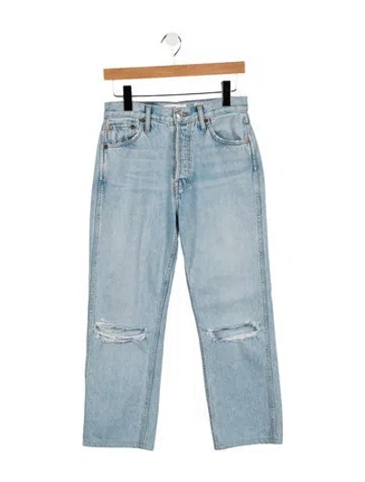 Pre-owned Re/done Mid-rise Straight Leg Jeans In Blue
