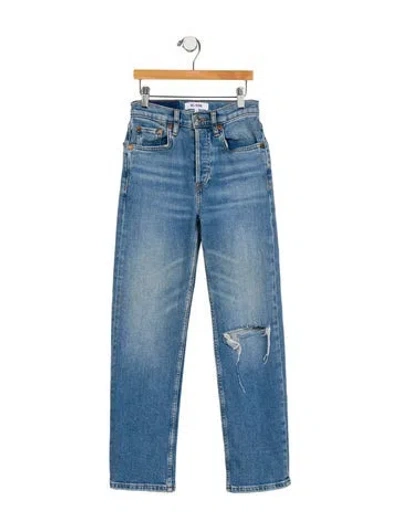 Pre-owned Re/done Mid-rise Straight Leg Jeans In Blue