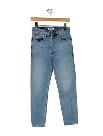 Pre-owned Re/done Mid-rise Straight Leg Jeans In Blue