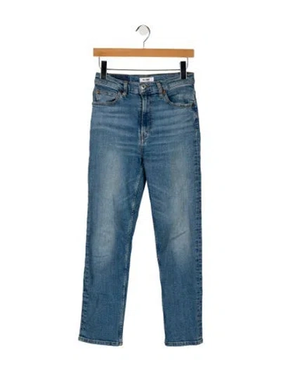 Pre-owned Re/done Mid-rise Straight Leg Jeans In Blue