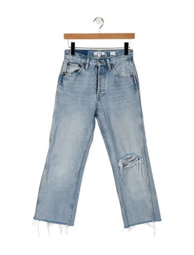 Pre-owned Re/done Mid-rise Straight Leg Jeans In Blue