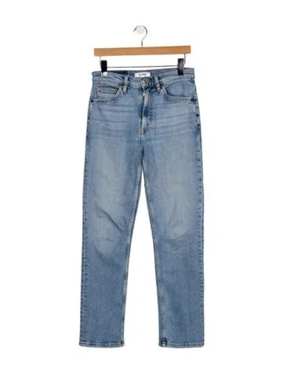 Pre-owned Re/done Mid-rise Straight Leg Jeans In Blue