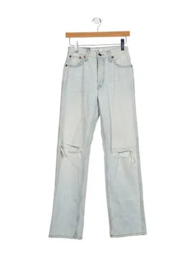 Pre-owned Re/done Mid-rise Straight Leg Jeans In Blue
