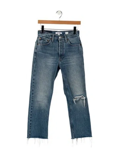 Pre-owned Re/done Mid-rise Straight Leg Jeans In Blue