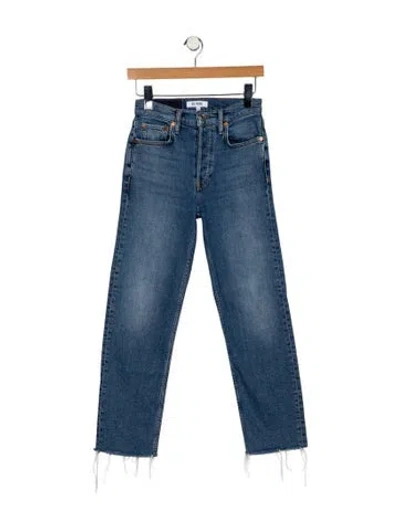 Pre-owned Re/done Mid-rise Straight Leg Jeans In Blue