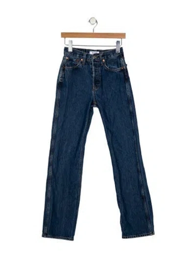 Pre-owned Re/done Mid-rise Straight Leg Jeans In Blue