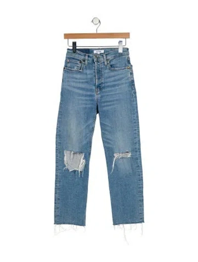 Pre-owned Re/done Mid-rise Straight Leg Jeans In Blue