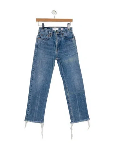 Pre-owned Re/done Mid-rise Straight Leg Jeans In Blue
