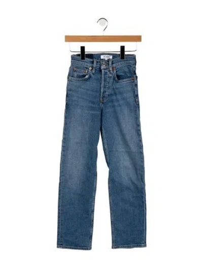 Pre-owned Re/done Mid-rise Straight Leg Jeans In Blue