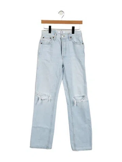 Pre-owned Re/done Mid-rise Straight Leg Jeans In Blue