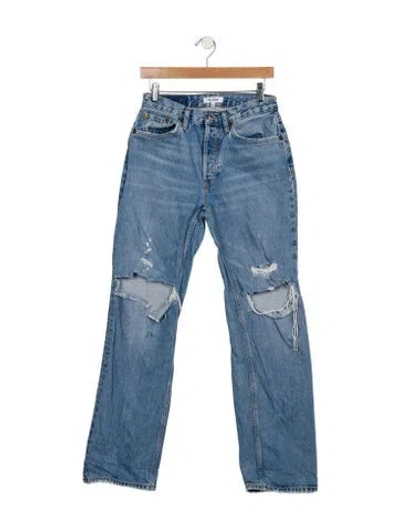 Pre-owned Re/done Mid-rise Straight Leg Jeans In Blue