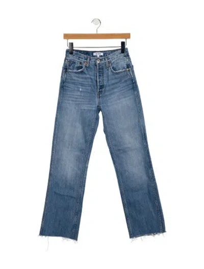 Pre-owned Re/done Mid-rise Straight Leg Jeans In Blue