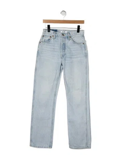 Pre-owned Re/done Mid-rise Straight Leg Jeans In Blue