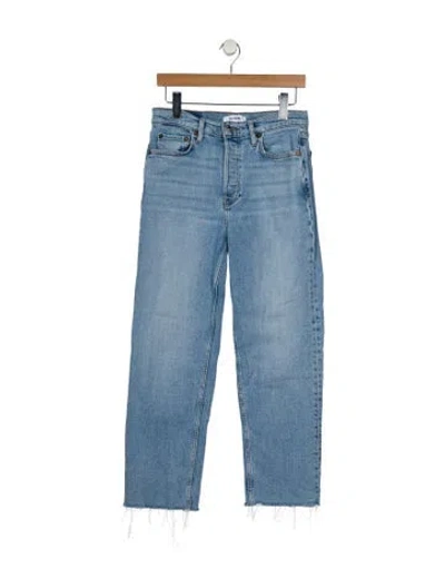 Pre-owned Re/done Mid-rise Straight Leg Jeans In Blue
